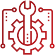 Red icon featuring a wrench and gear