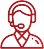 Red icon of a customer support representative wearing a headset